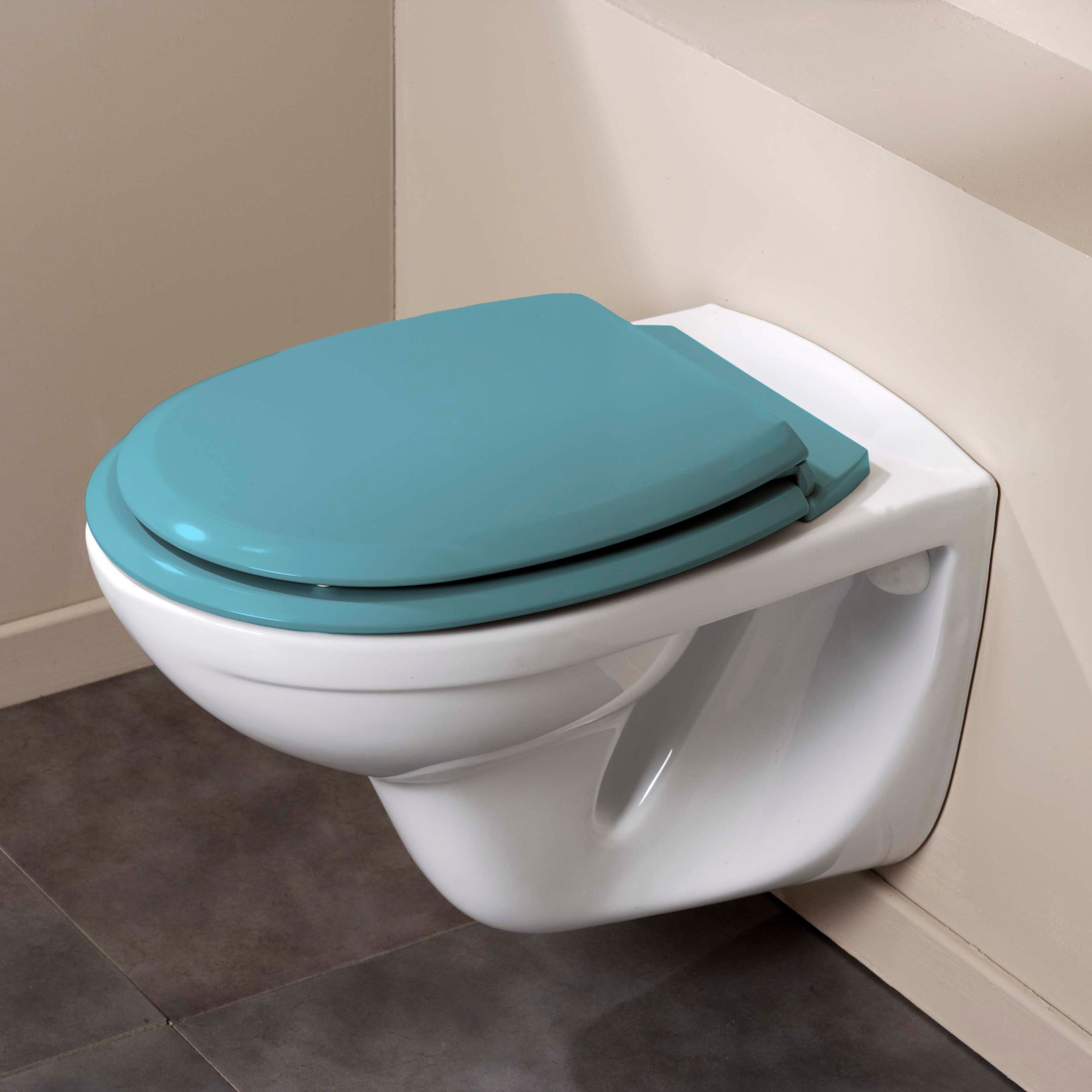 Abattant WC en bois compress d clipsable ATLAS turquoise Bricoman