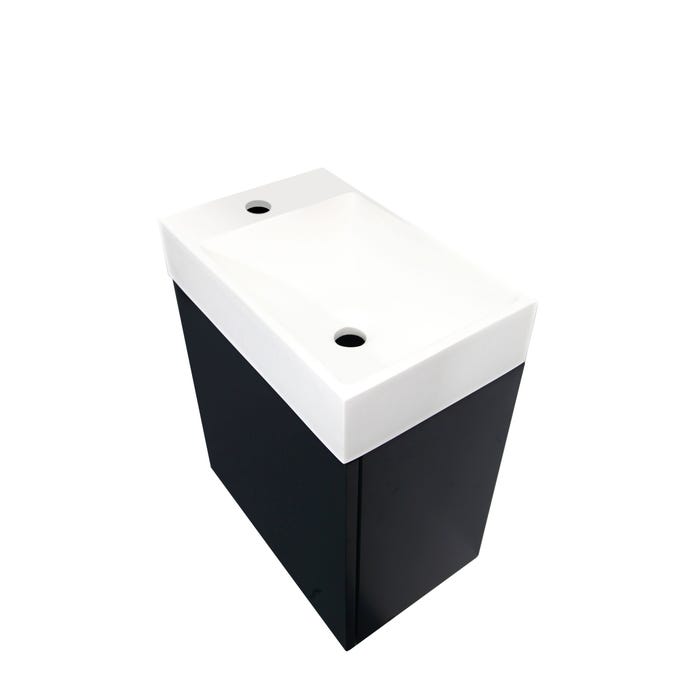 Meuble lave-mains JAVA PACK noir mat + vasque blanche 40,2 x 48,6 x 25,1 cm - 4