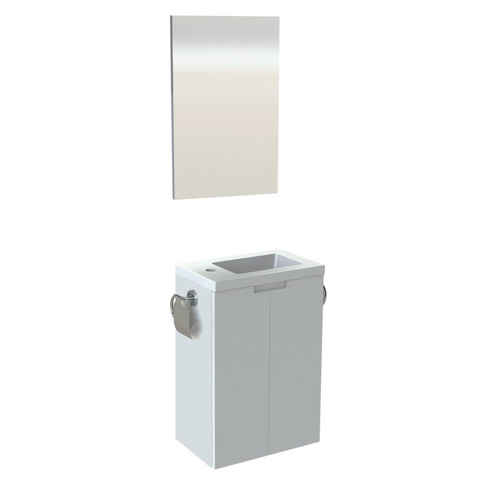 Meuble lave-mains Closy pack avec miroir blanc brillant L 40 x H 60 x P 25,2 cm - Allibert 4