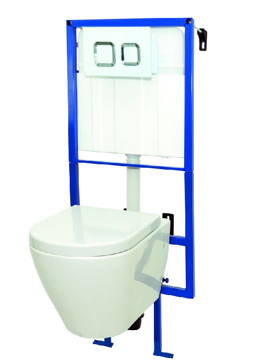 Pack WC suspendu AZZILY avec cuvette en porcelaine - Mécanisme 3/6L - Alimentation d'eau silencieuse