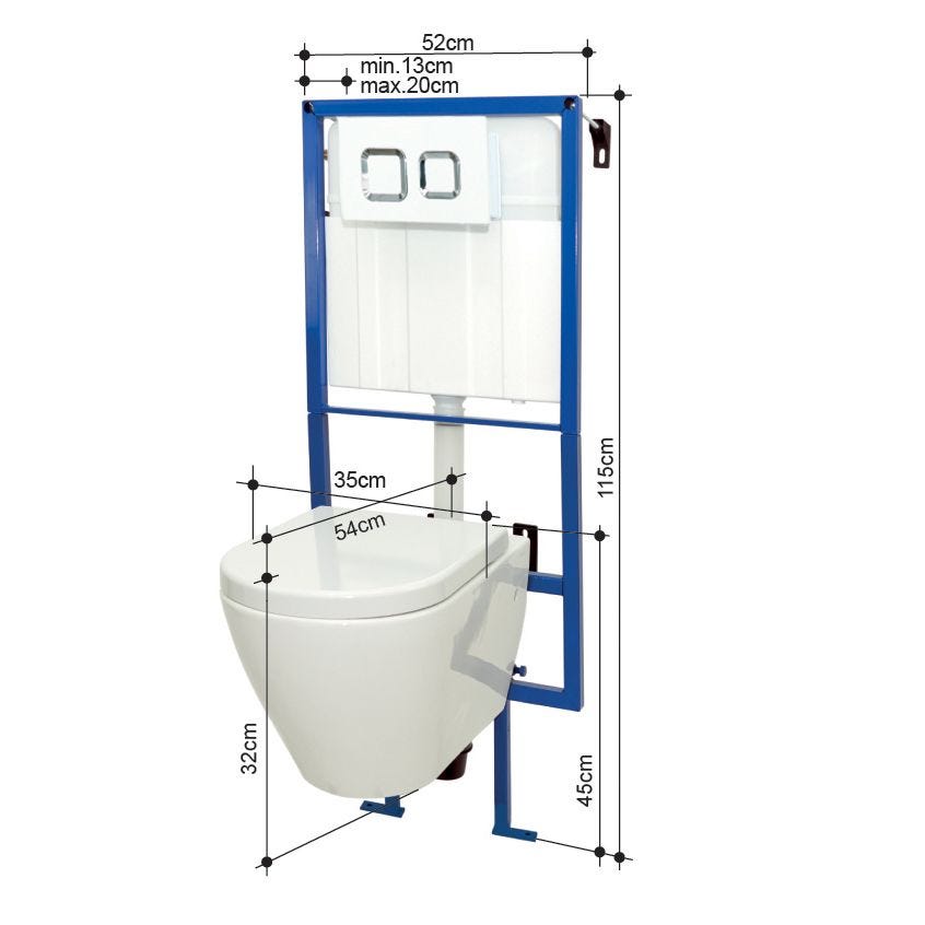 Pack WC suspendu AZZILY avec cuvette en porcelaine - Mécanisme 3/6L - Alimentation d'eau silencieuse 1