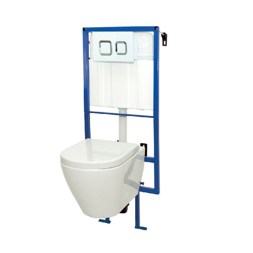 Pack WC suspendu AZZILY avec cuvette en porcelaine - Mécanisme 3/6L - Alimentation d'eau silencieuse 0