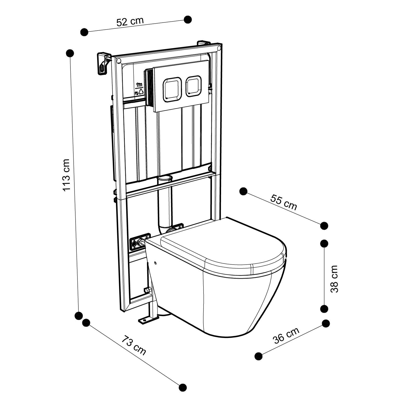 Pack WC suspendu AZZILY avec cuvette en porcelaine - Mécanisme 3/6L - Alimentation d'eau silencieuse 2
