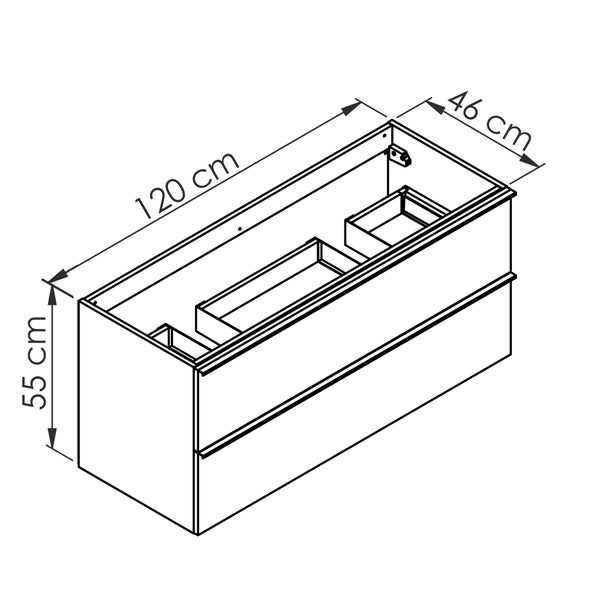 Meuble sous-vasque 120 cm à  suspendre SANTIAGO - 2 tiroirs fermeture progressive - couleur chêne 120 x 55 x 46 cm 2