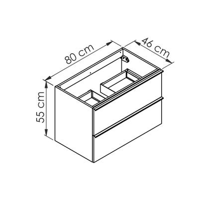 Meuble sous-vasque 80 cm à  suspendre SANTIAGO 2 tiroirs fermeture progressive 80 x 55 x 46 cm couleur chêne 3