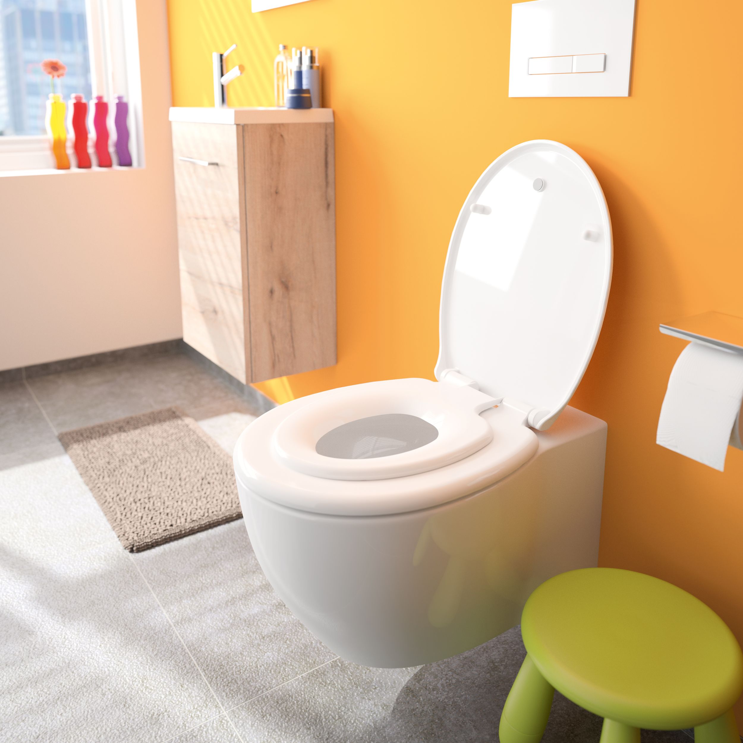 Abattant WC fermeture progressive et r ducteur enfant amovible