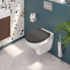 Abattant WC en bois compressé déclipsable ATLAS gris 1