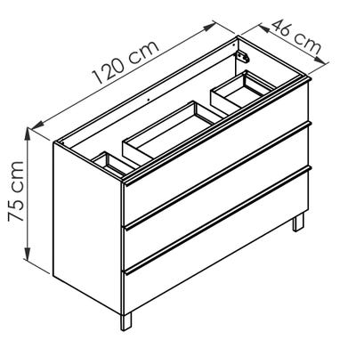 Meuble sous-vasque 120 cm à  poser SANTIAGO 3 tiroirs fermeture progressive - couleur chêne - 120 x 75 x 46 cm 3