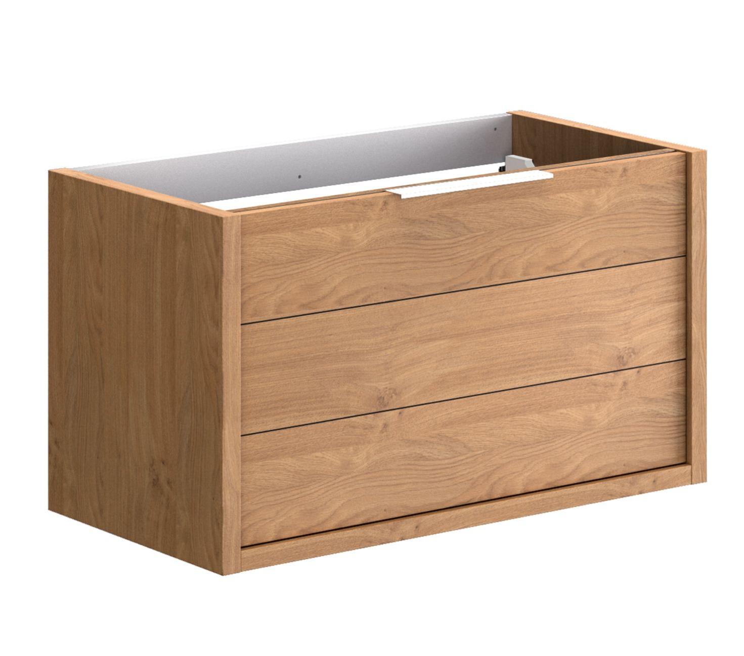 Meuble sous-vasque 80 cm à suspendre SORENTO - 2 tiroirs - 80 x 47,2 x 46 cm - couleur chêne huilé