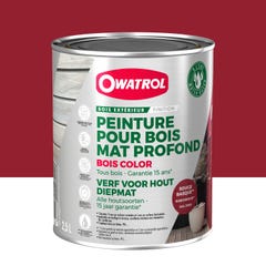 Peinture pour bois extérieur opaque - Finition Mate Owatrol BOIS COLOR Rouge basque RAL 3003 2.5 litres 0