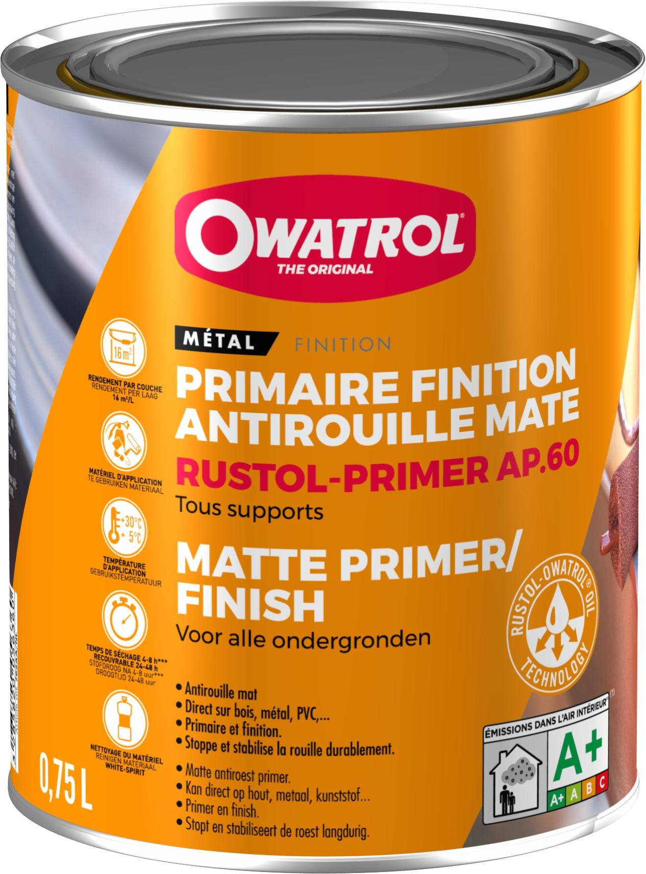 Primaire et finition mat antirouille Owatrol RUSTOL PRIMER AP 60 Blanc (ow4) 20 litres