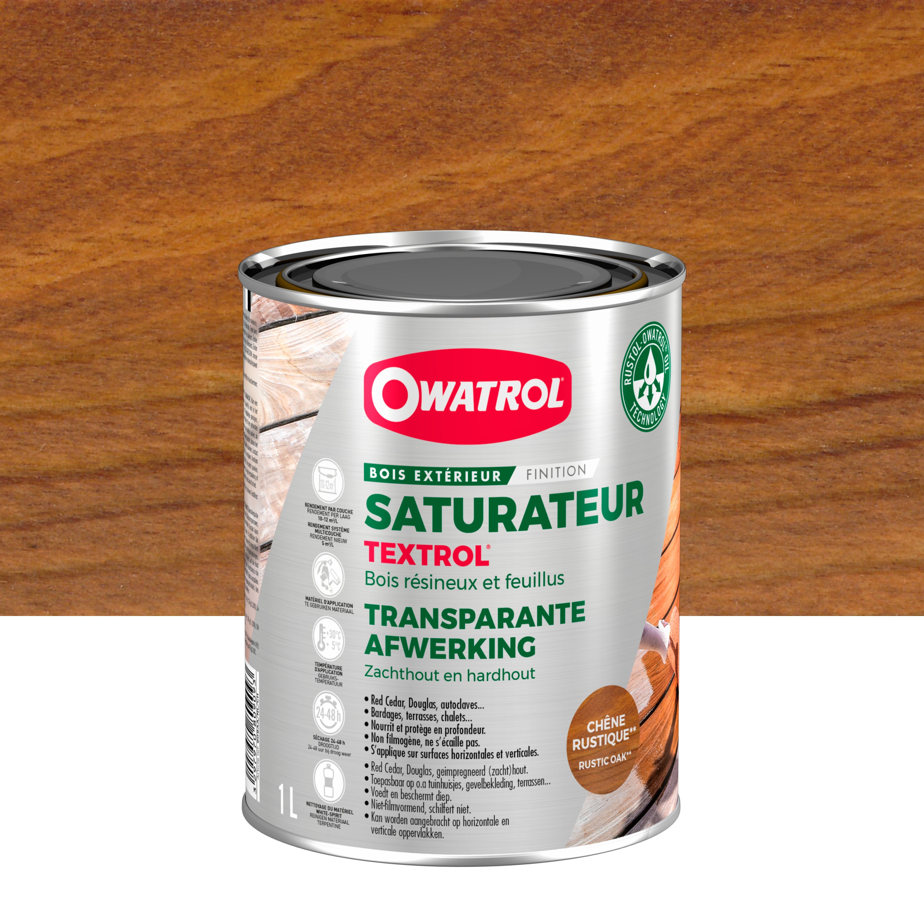 Saturateur extérieur bois résineux / Autoclaves Owatrol TEXTROL Chêne rustique (ow13) 1 litre