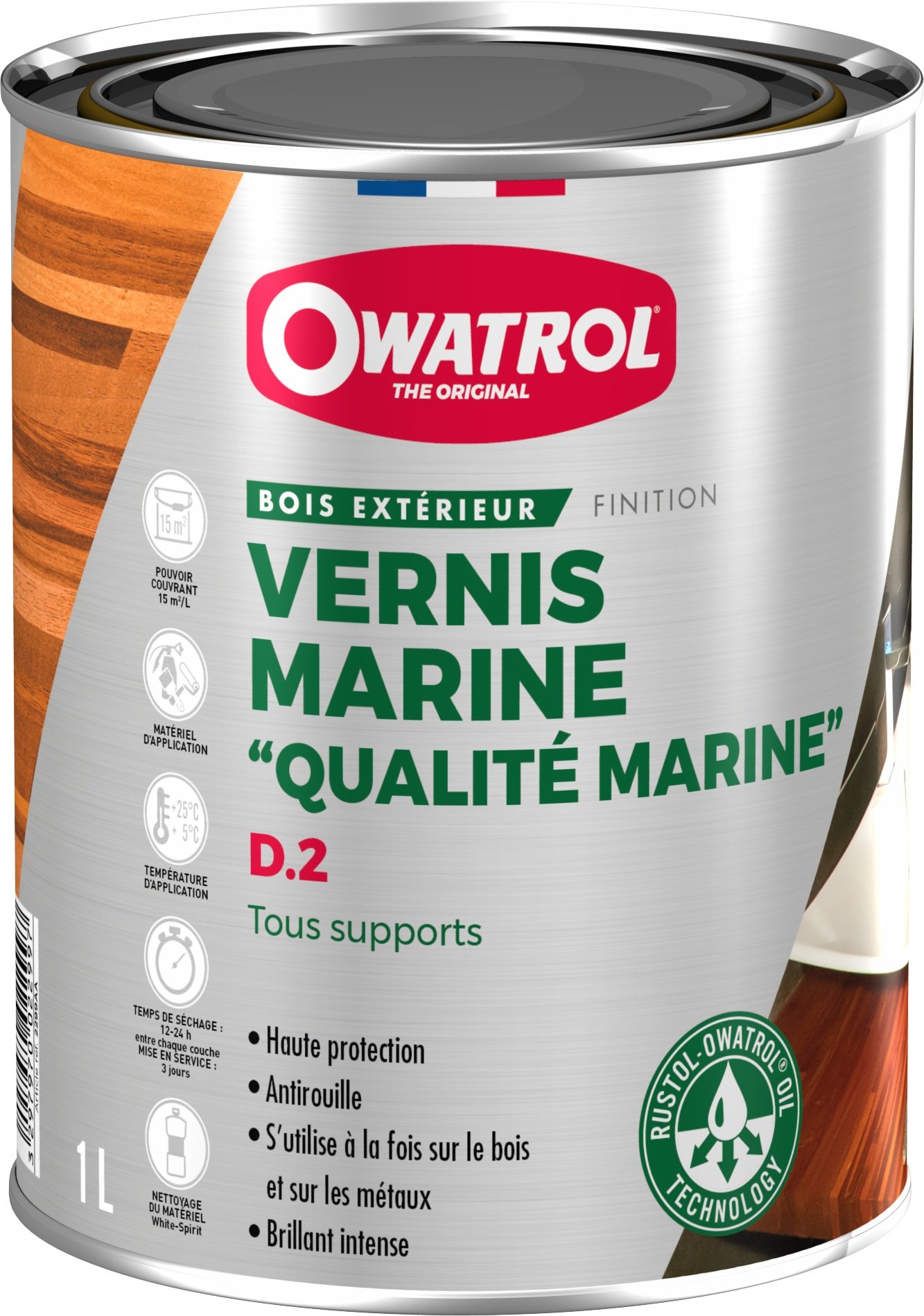 Vernis marine souple Brillant Owatrol DEKS OLJE D.2 Incolore 2.5 litres