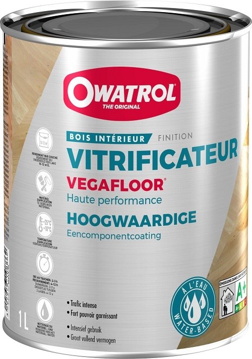 Vitrificateur PU monocomposant incolore pour trafic normal Owatrol VEGAFLOOR SATIN Incolore (owp12) 20 litres