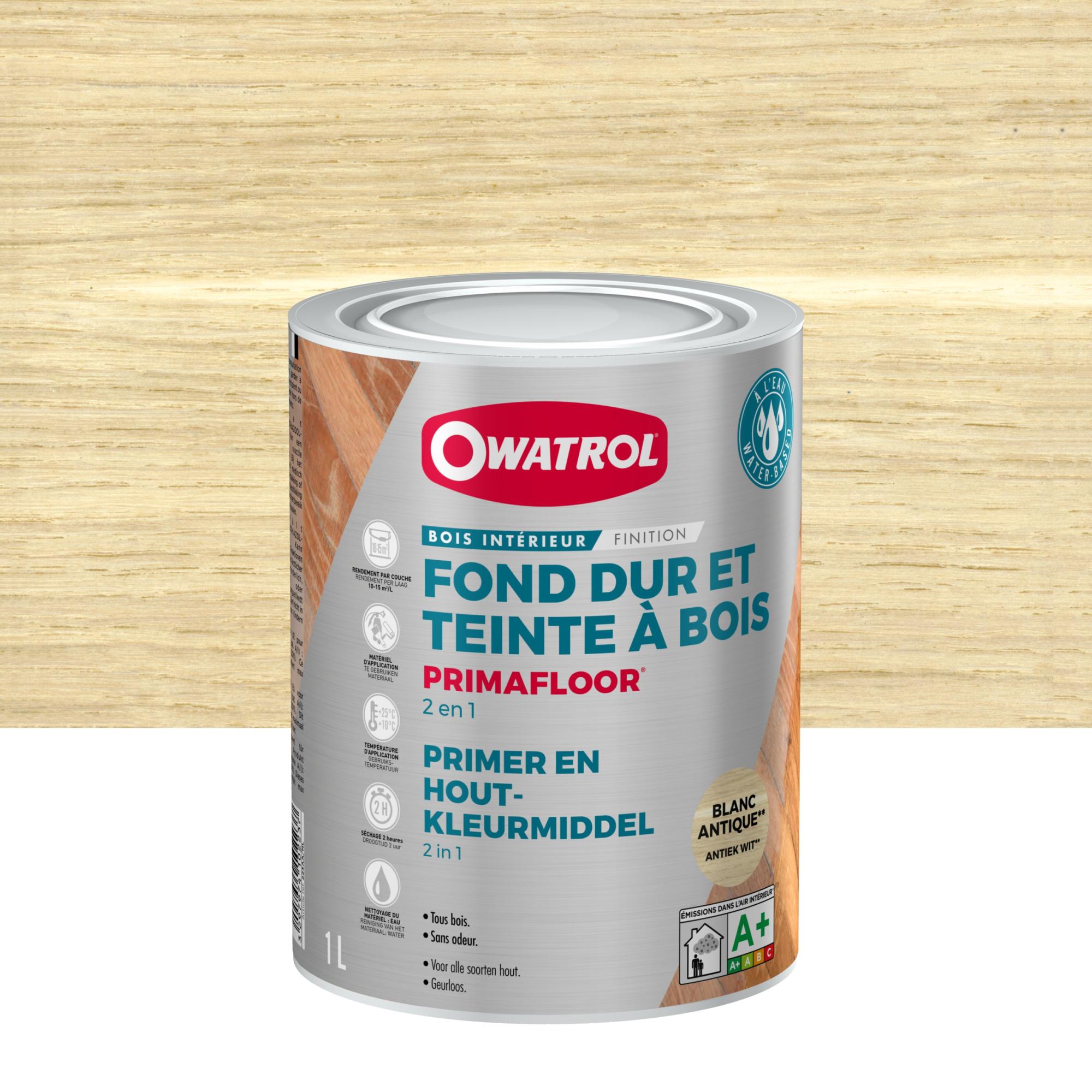 Fond dur + teinte à bois en phase aqueuse Owatrol PRIMAFLOOR Blanc Antique (owp3) 1 litre