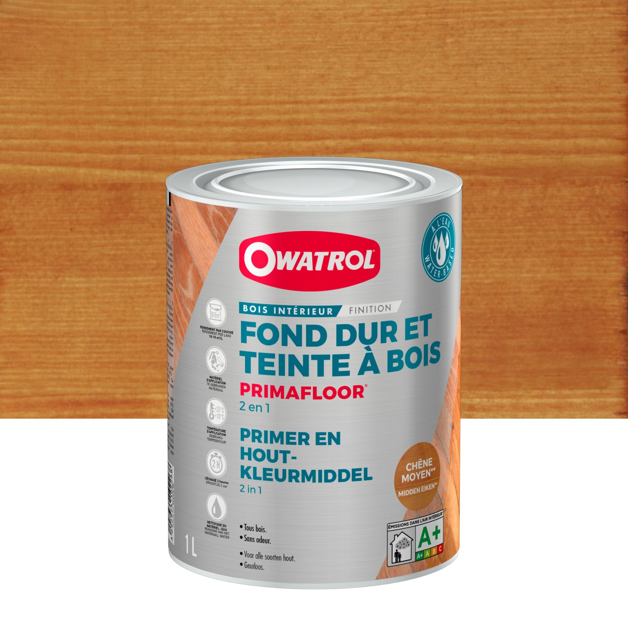 Fond dur + teinte à bois en phase aqueuse Owatrol PRIMAFLOOR Chêne Moyen (owp6) 1 litre