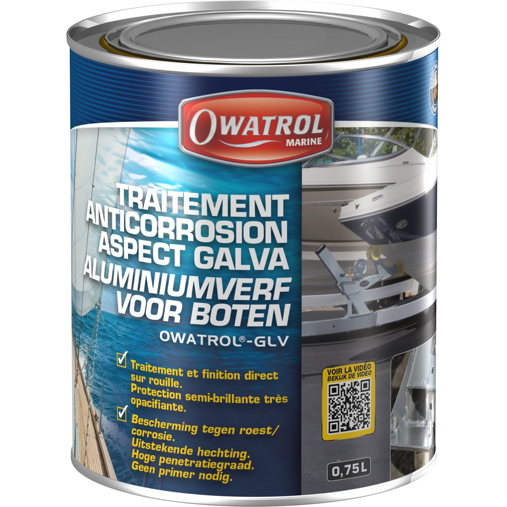Traitement anticorrosion aspect galva Owatrol OWATROL GLV Aluminium 0.75 litre 0