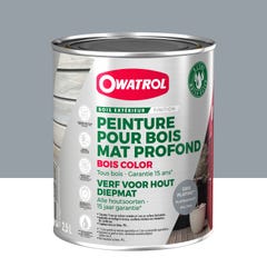 Peinture pour bois extérieur opaque - Finition Mate Owatrol BOIS COLOR Gris Platine RAL 7045 2.5 litres 0