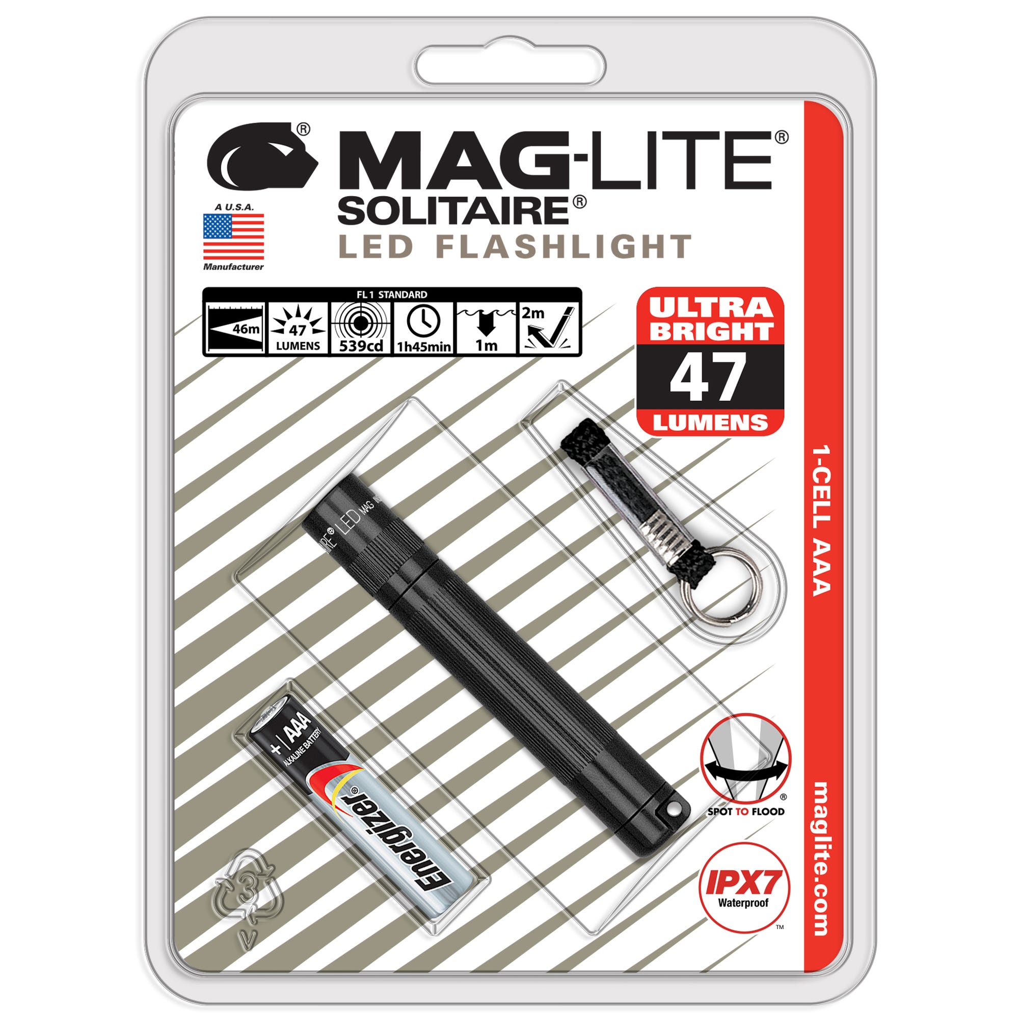 Mini lampe de poche Maglite Solitaire LED avec porte-clés 37 lm - Noir 2