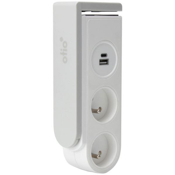 Bloc multiprise Gekko clipsable avec chargeurs USB Blanc - OTIO 0