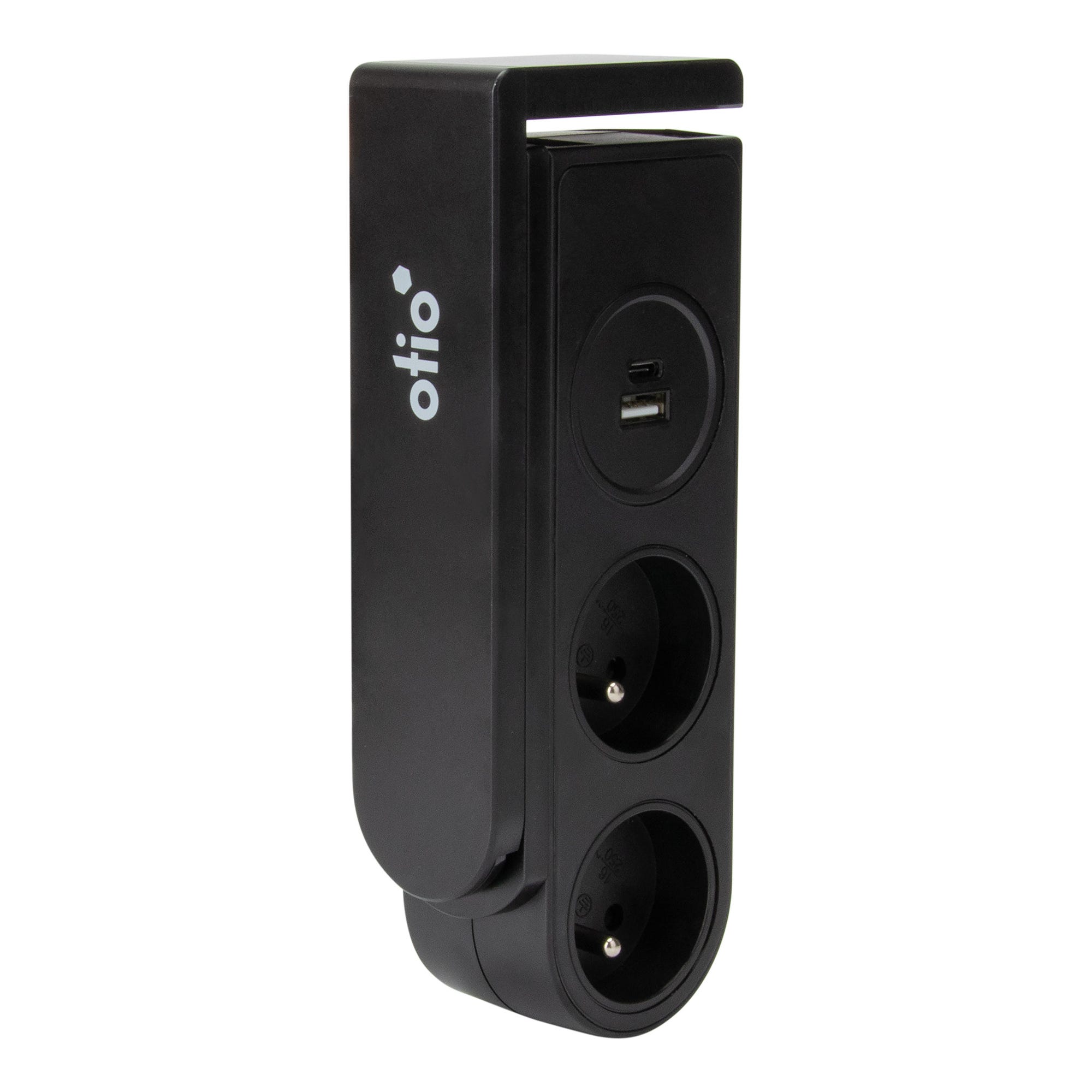 Bloc multiprise Gekko clipsable avec chargeurs USB Noir - OTIO 0