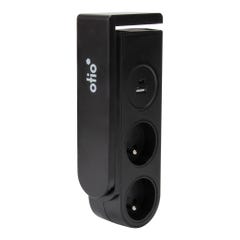 Bloc multiprise Gekko clipsable avec chargeurs USB Noir - OTIO 0