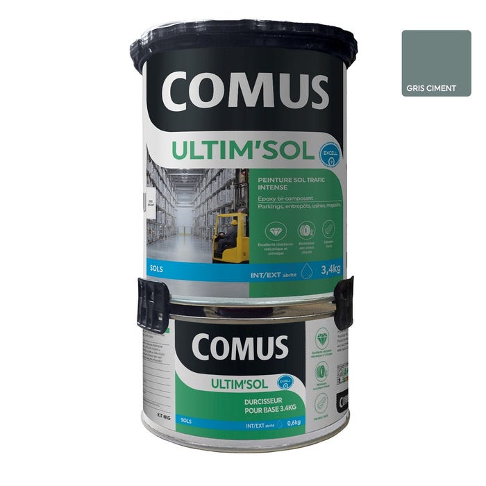 ULTIM'SOL GRIS CIMENT 4KG - ULTIM'SOL Peinture sol epoxy bi-composante en phase aqueuse pour trafic intense 0