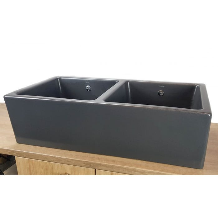 Evier Timbre D'office Belfast 2 cuves anthracite 1