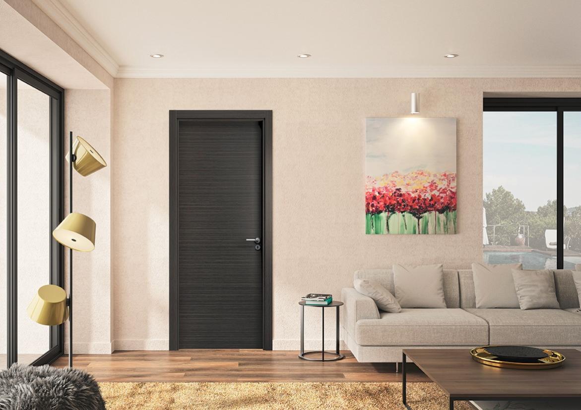 Bloc Porte ajustable décor chêne foncé MILANO - poussant Gauche/poignée à droite - H 204 x L 83 cm