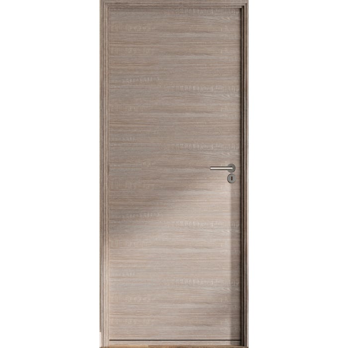 Bloc Porte ajustable décor chêne taupe VÉRONE - poussant Gauche/poignée à droite - H 204 x L 73 cm 1