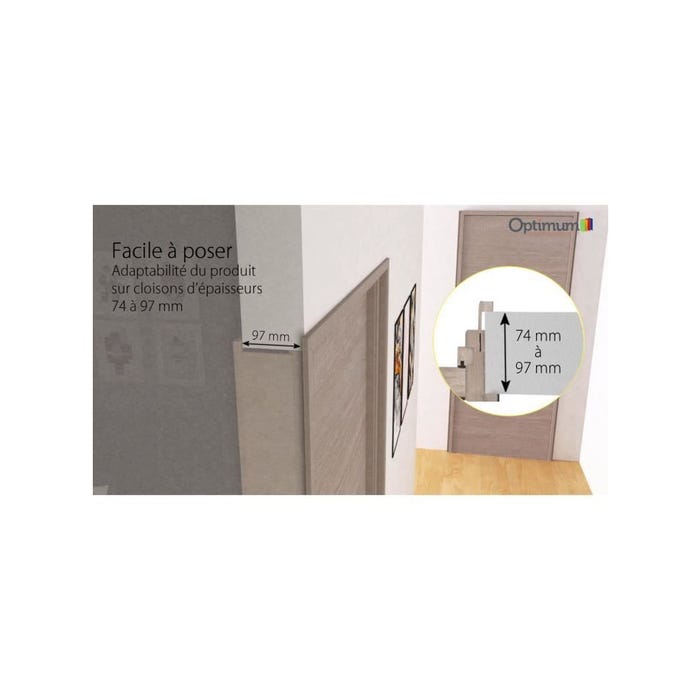 Bloc Porte ajustable DÉCOR BLANC - poussant Gauche/poignée à droite - H 204 x L 83 cm 2