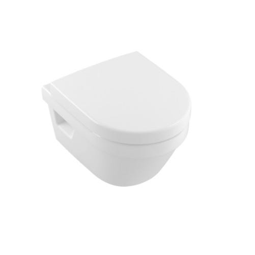 Pack WC suspendu compact sans bride VILLEROY ET BOCH Architectura + abattant + plaque blanche + bâti Grohe 1