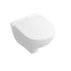 Pack WC suspendu compact sans bride VILLEROY ET BOCH O Novo + abattant + plaque blanche + bâti Grohe 2
