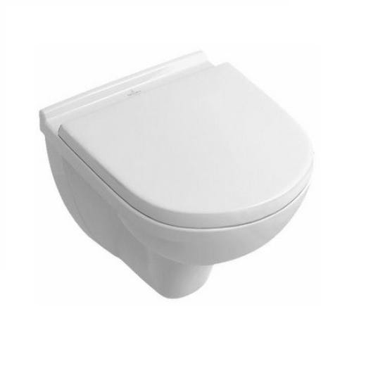 Pack WC suspendu compact sans bride VILLEROY ET BOCH O Novo + abattant + plaque blanche + bâti Grohe 1
