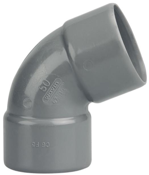 Coude PVC femelle-femelle 67 ° Ø50 - WAVIN - 3026059