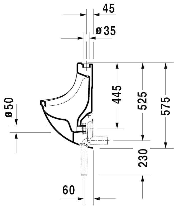 Urinoir STARCK 3 blanc alimentation apparente - DURAVIT - 822350000
