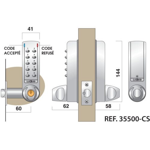 Serrure a code electronique pour casier avec clé de secours J-TRONIC - LOKOD - 35500-CS 1