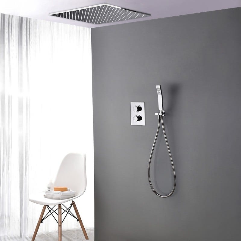 Système de douche thermostatique encastré au plafond - Chromé 0