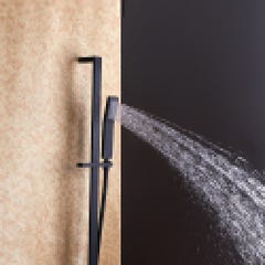 Tête de douche à fixation au plafond et système de douchette à glissière en noir 250 mm 3