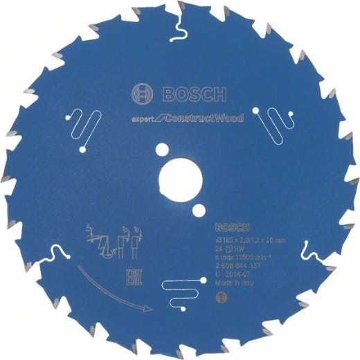 Lame de scie circulaire Expert for Construct Wood Ø20mm - 165 x 20 x 2,0 mm, 24 - 2 608 644 137 4