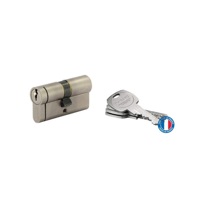THIRARD - Cylindre de serrure double entrée HG5+, 30x30mm, nickel, anti-arrachement, anti-perçage, anti-casse, 5 clés 3
