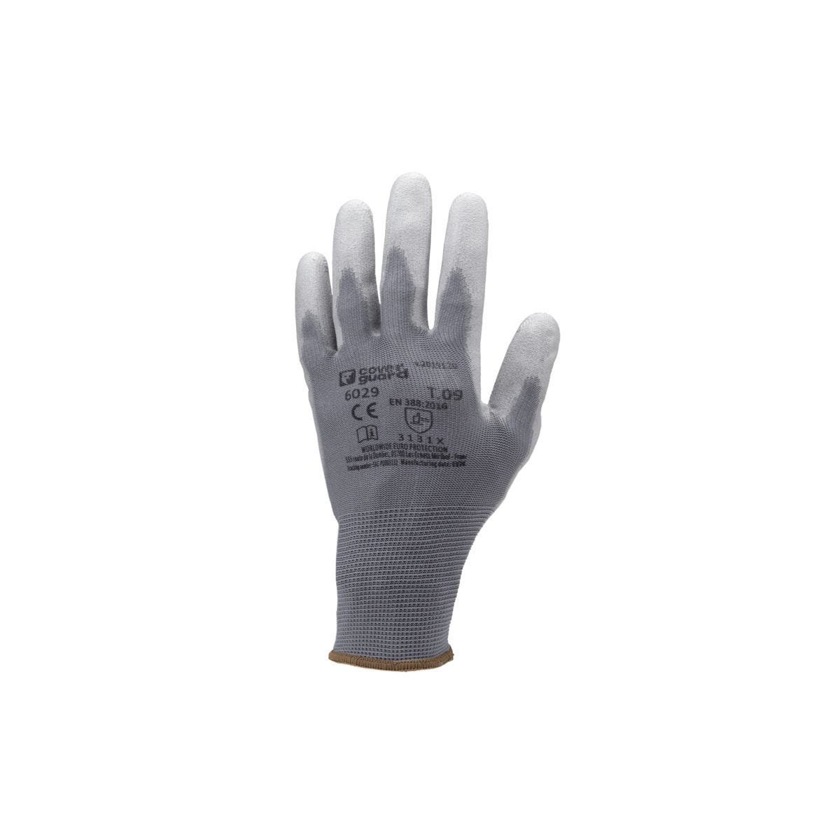 Gants polyester gris, paume end.PU gris - Coverguard - Taille S-7 0