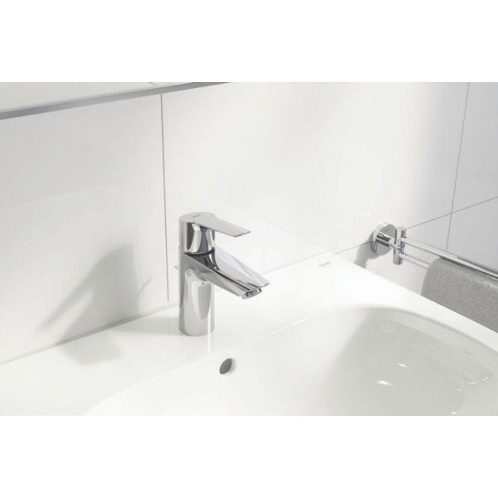 Mitigeur lavabo GROHE Quickfix Start 2021 avec tirette et vidage chromé taille S + nettoyant GrohClean 2