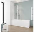 Pare-baignoire rabattable 104 x 130 cm, paroi de baignoire mobile 2 volets, écran de baignoire pivotant, verre 3 mm transparent, profilé blanc,SCHULTE