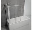 Schulte pare-baignoire rabattable, sans percer, 89x75x120 cm, verre 3mm transparent, 2 volets pliants + 1 paroi angle, pivotant à coller, alu nature