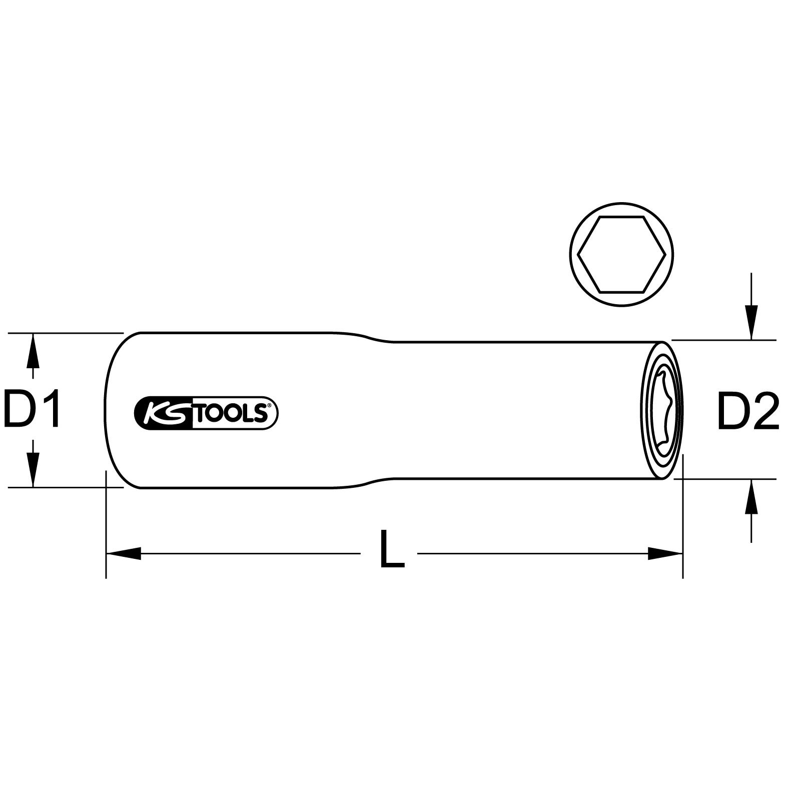 KS TOOLS Douille 1/2" avec revêtement isolant, XL, 14 mm, 145 mm 1