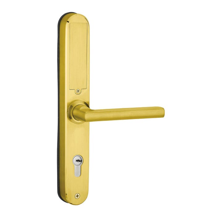 INTELOCK - Paire de poignées connectées Intelock Multi, pour porte d'entrée, entr'axes 85mm, doré 1