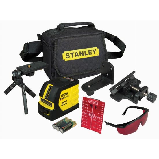 Laser Stanley SCL Croix automatique + Sac de transport, mini trépied, cible - 1-77-320 0