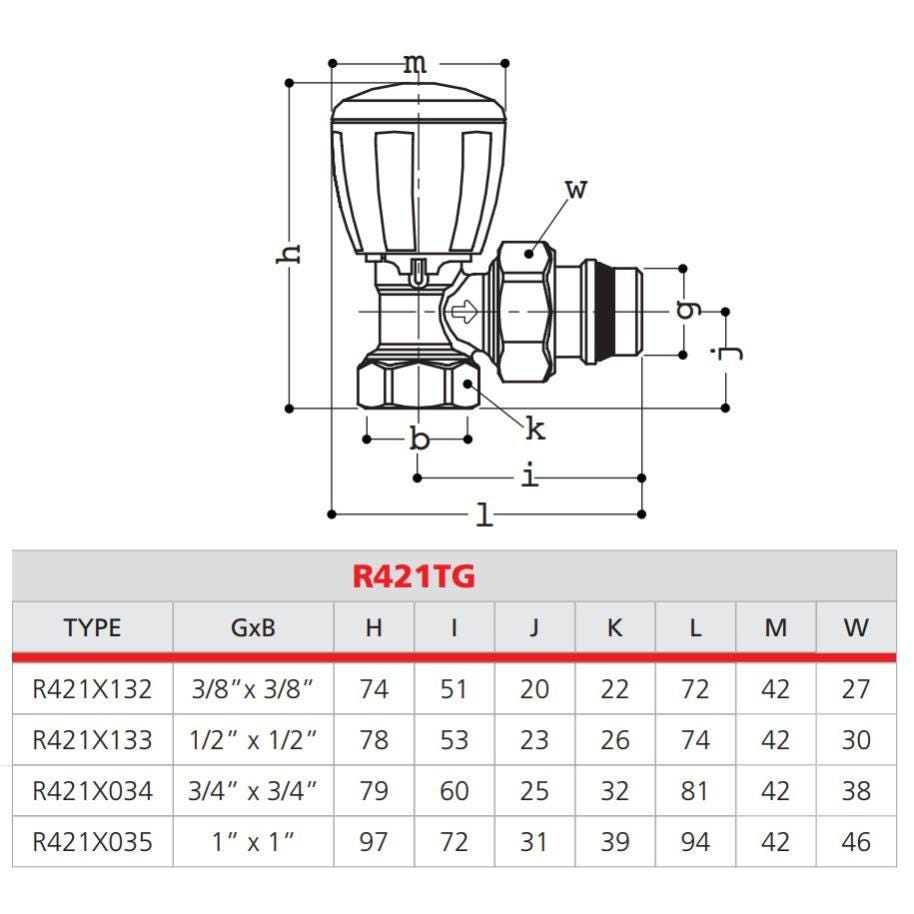 Robinet de radiateur thermostatique équerre 3/4'' - GIACOMINI - R421X034 1