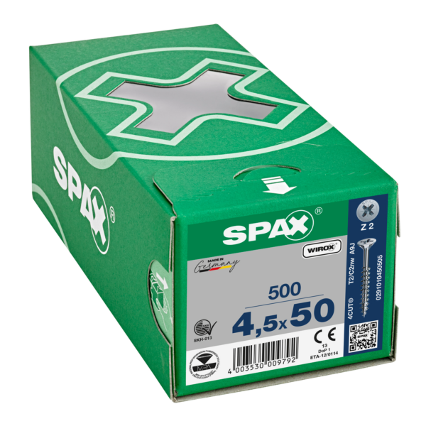 Vis universelle SPAX SeKo cruciforme Z 4,5x 50/32 galvanisée (Par 500) 3
